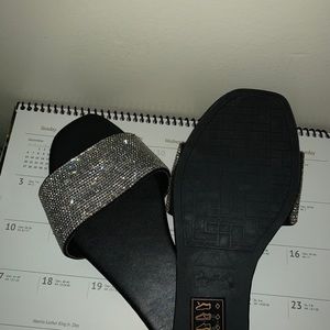 Bedazzled Silver Black Sandals